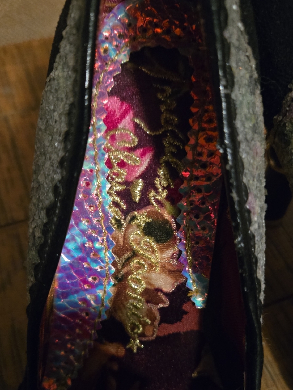 Irregular Choice Women’s Black and Purple Floral Accent High Heels - Picture 6 of 7
